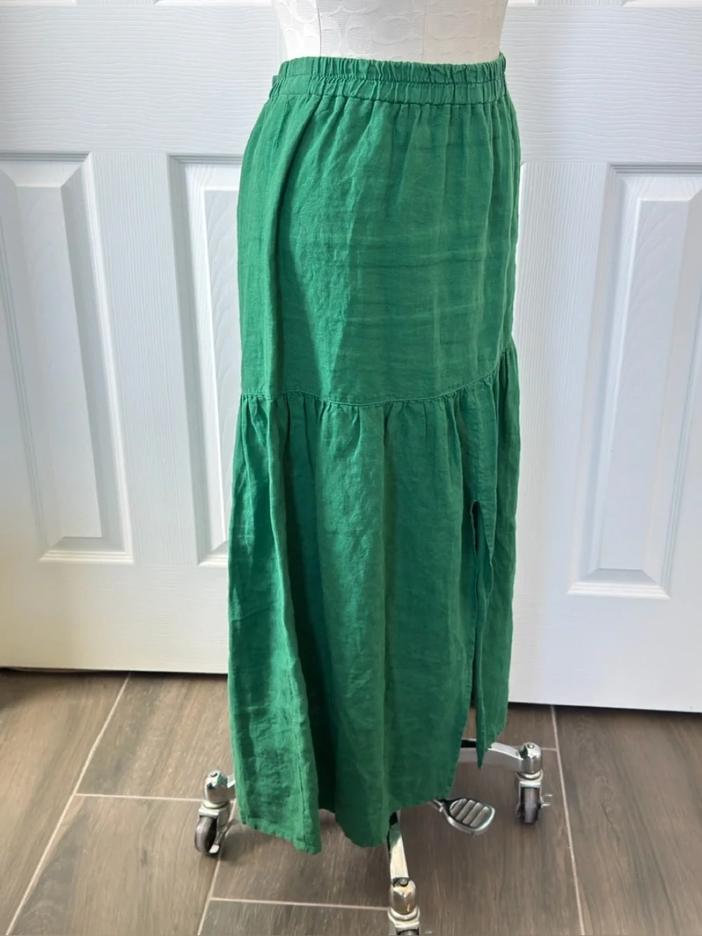 NATION LTD Esmeralda Skirt 100% Linen in Verdant Green Size L